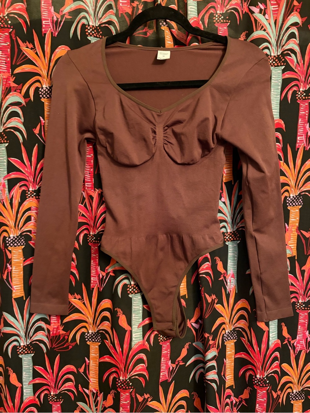 Women’s snatch Long-Sleeve Brown One-Piece Bodysuit